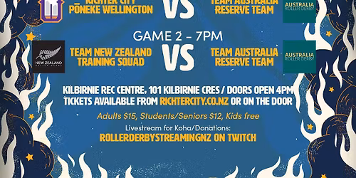 Richter City Roller Derby and Team New Zealand Training Squad vs Team Australia Reserve Team