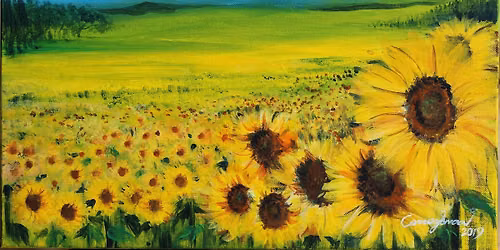 Paint n Chill Fri 6pm Free Welcome Drink - Sunflower Field