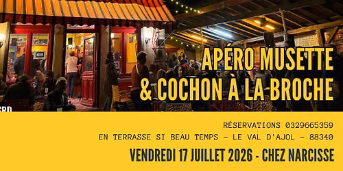 Ap\u00e9ro Musette & Cochon \u00e0 la broche - Chez Narcisse