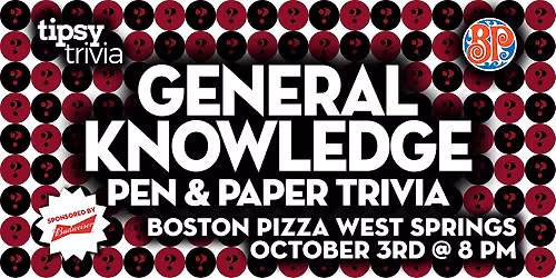 Calgary: Boston Pizza West Springs - General Knowledge Trivia - Oct 3, 8pm