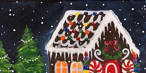 Let\u2019s build a Gingerbread house at this fun interactive paint and sip paint