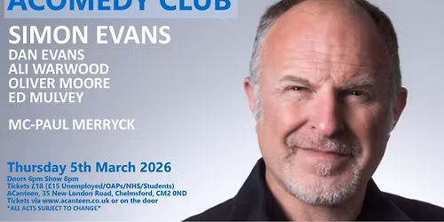 AComedy Club Chelmsford Thursday 5th March 2026