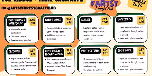 Artsy Fartsy - A FREE summer craft club for kiddos AND their grownups