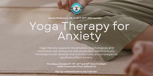 Yoga Therapy for Anxiety - a 4-week series ($100 for all 4 weeks)