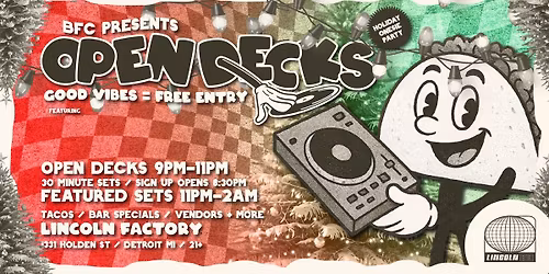 Open Decks Taco Tuesday Holiday Onesie Party Edition at Lincoln Factory