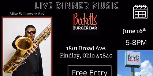 Mike Williams on Sax Live at Beckett's Burger Bar (Findlay)