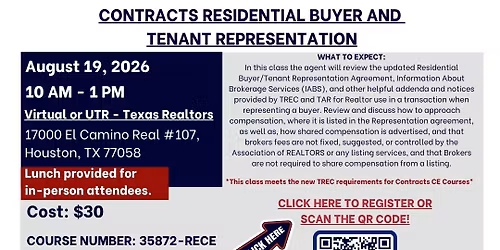 Hybrid \u2013 Contracts Residential Buyer and Tenant Representation \u2013 August 19th
