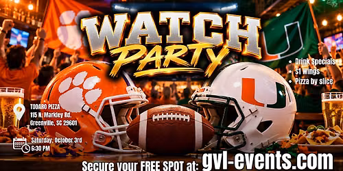 Clemson vs Miami Watch Party!