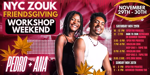 FRIENDSGIVING WORKSHOP WEEKEND! WITH PEDRO & ANA -