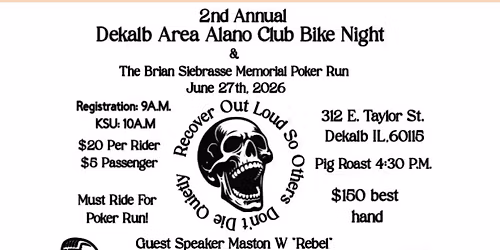 2nd Annual Dekalb Area Alano Club Bike Night & Poker Run