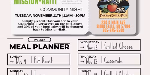 20% to Mission-Haiti at Mackenzie River