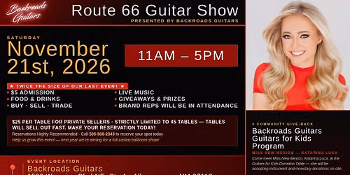 Route 66 Guitar Show Presented by Backroads Guitars