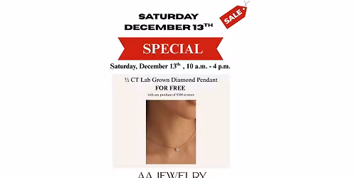 AA Jewelry Event on Saturday, Dec 13th