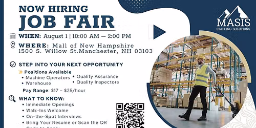 Job Fair - Manchester NH - 8\/1 - 10:00AM - 2:00PM