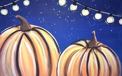 Paint & Sip Pumpkins Under Light