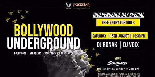 BOLLYWOOD UNDERGROUND -FREE FEMALE ENTRY