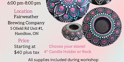 Hamilton-4" Lotus at Dusk Mandala Rock or Candle Holder Workshop