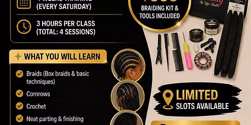 Braiding Class .Now offering braiding classes \u2028Limited spot