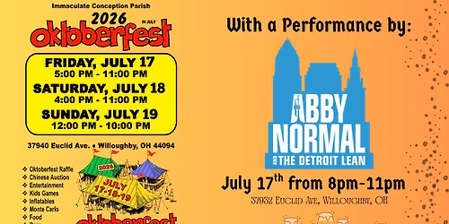 Immaculate Conception Oktoberfest ( IN JULY) with Abby Normal and the Detroit Lean