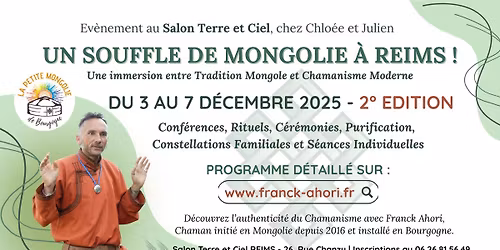 Immersion Chamanique \u00e0 Reims \u00b7 5 jours de conf\u00e9rences, rituels & constellations avec Franck Ahori