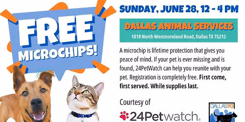 Free Microchip Clinic at Dallas Animal Services\/Cl\u00ednica gratuita de microchips 