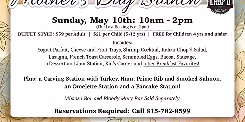 Mother's Day Sunday Buffet at Chop'd - Sunday May 10th