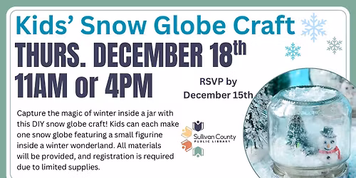 Kids' Snowglobe Craft at the Sullivan Gardens library