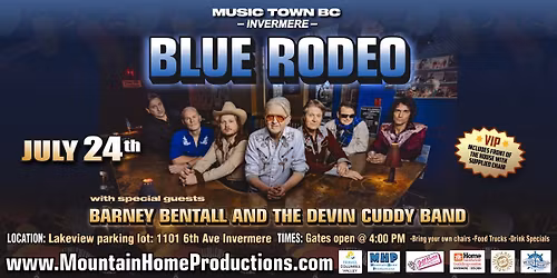 Blue Rodeo with special guest Barney Bentall and the Devin Cuddy Band in Invermere
