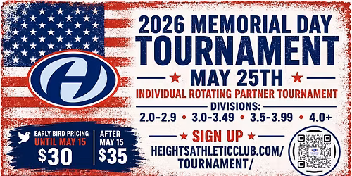2026 Memorial Day Pickleball Tournament at Height Athletic Club