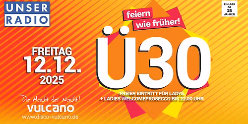 \u00dc30 PARTY - auf 3 Musikareas! | 12.12