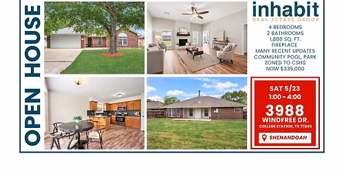 OPEN HOUSE: 3988 Windfree Dr., College Station TX 77845
