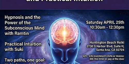 Hypnosis & Power of the Subconscious Mind and Practical Intuition Workshop
