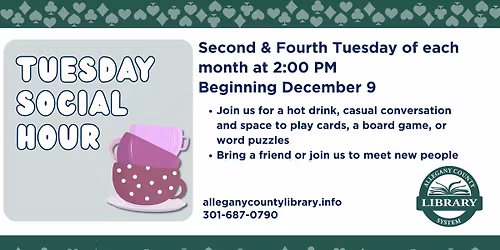 Tuesday Social Hour at Frostburg Library