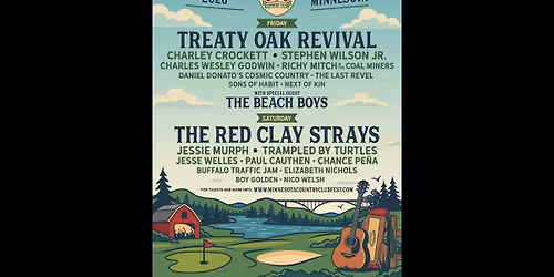 Minnesota Country Club Festival: Treaty Oak Revival The Red Clay Strays & Charley Crockett - 2 Day Pass