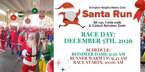 Rotary Santa 5k, 1Mile Walk, & Reindeer Dash! 