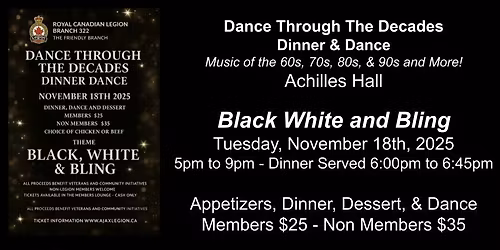 Dance Through The Decades Dinner and Dance - Black, White, and Bling