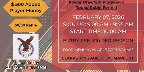 Senior Safe & Sober Fundraiser Dart Tournament