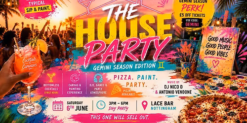 Cocktails N Canvases - The HOUSE PARTY EDITION- Sip & Paint AND Pizza!