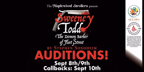 AUDITIONS! Sweeney Todd: The Demon Barber of Fleet Street by Stephen Sondheim