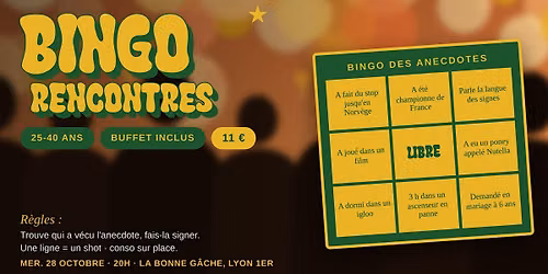 BINGO ANECDOTE - SOIREE RENCONTRE 25-40 ANS
