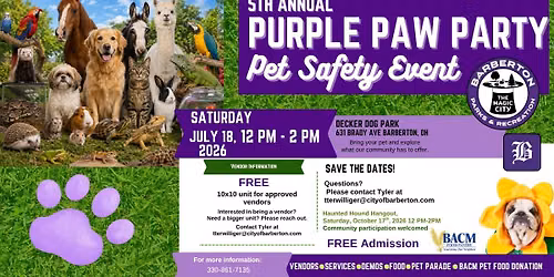  Purple Paw Party Pet Safety Event