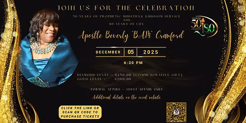 Honoring Apostle Crawford's 50 Years in Prophetic Ministry & Kingdom Service and 80 Years of Life!