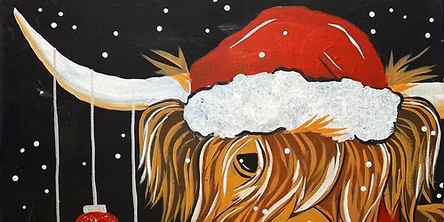 Canvas Acrylic painting-Highlander Cow Highlander Cow Christmas 