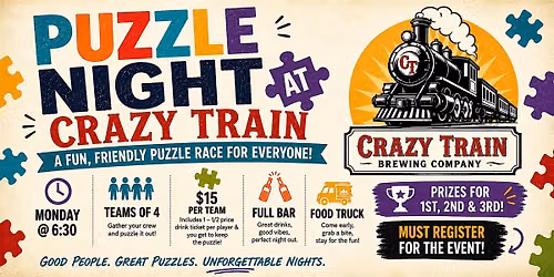 Jigsaw Puzzle Night at Crazy Train 300 Piece