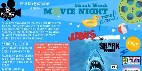 Free Movie at the Pool featuring Jaws (PG)