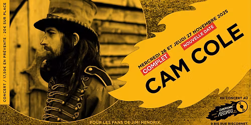 NOUVELLE DATE \/ Cam Cole en concert au Supersonic Records \u00b7 Paris