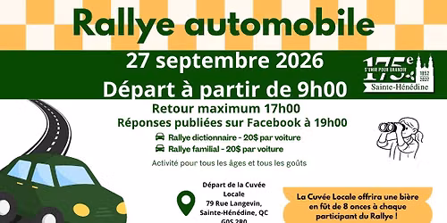 Rallye automobile - 175e anniversaire Sainte-H\u00e9n\u00e9dine