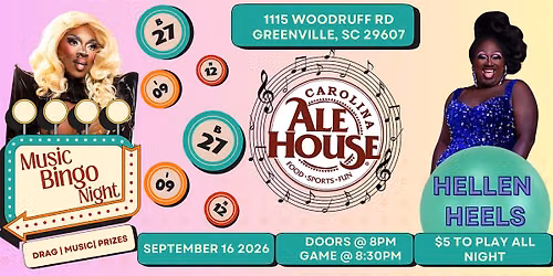 Music Bingo Night @ Carolina Ale House (Woodruff Rd)