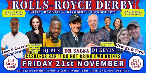 November 21st 2025 Rolls Royce 3 Room Salsa, Bachata & Kizomba Party