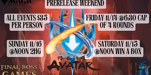 Avatar The Last Airbender Prerelease Weekend Event